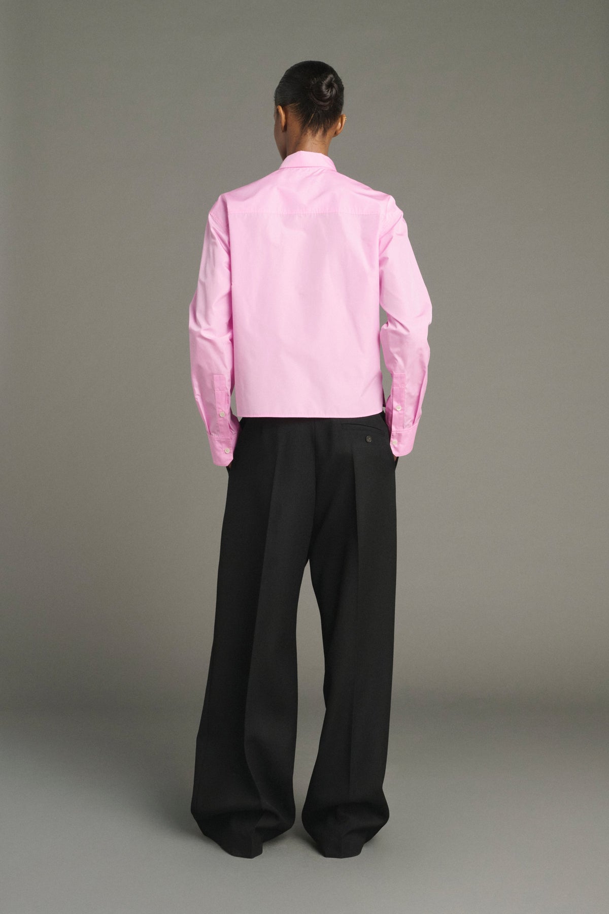 Chemise cintrée en taffetas rose