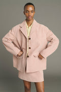 Veste boutonnée en croûte de cuir