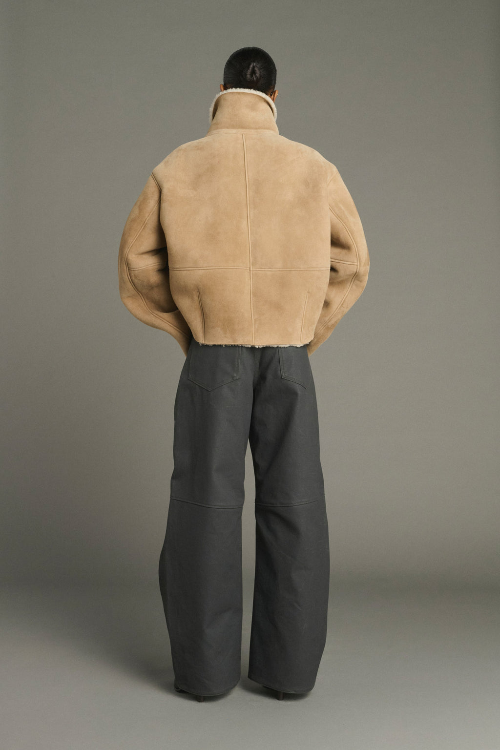 Blouson raglan en peau lainée