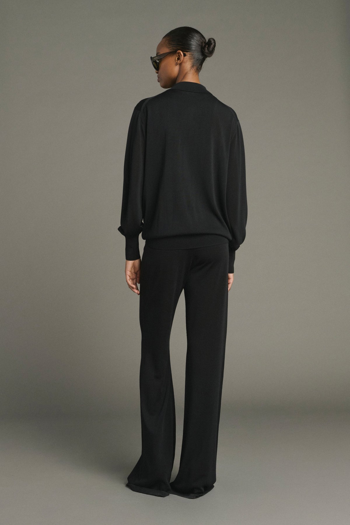 Pantalon flare en maille de soie