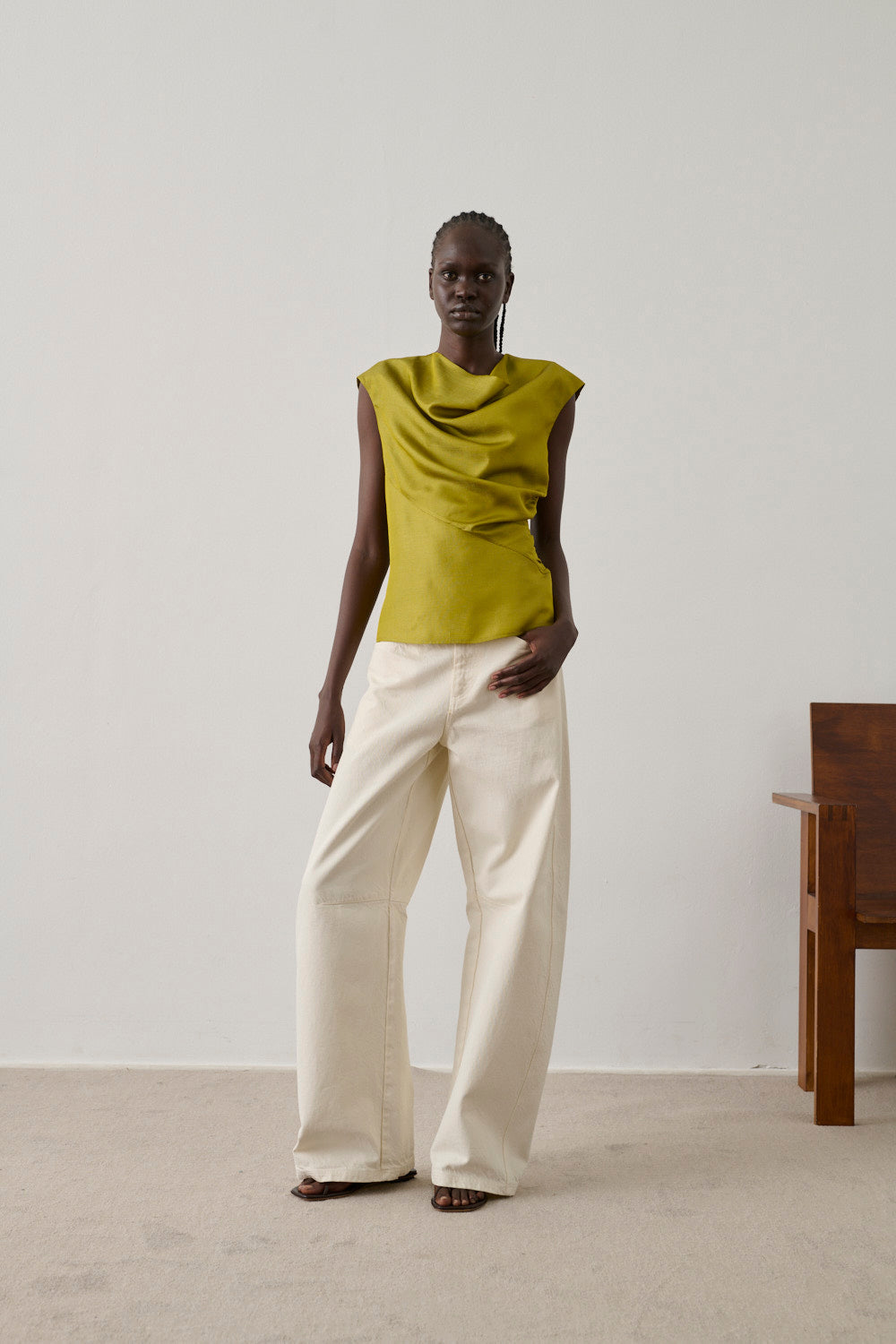 Blouse en soie drapée