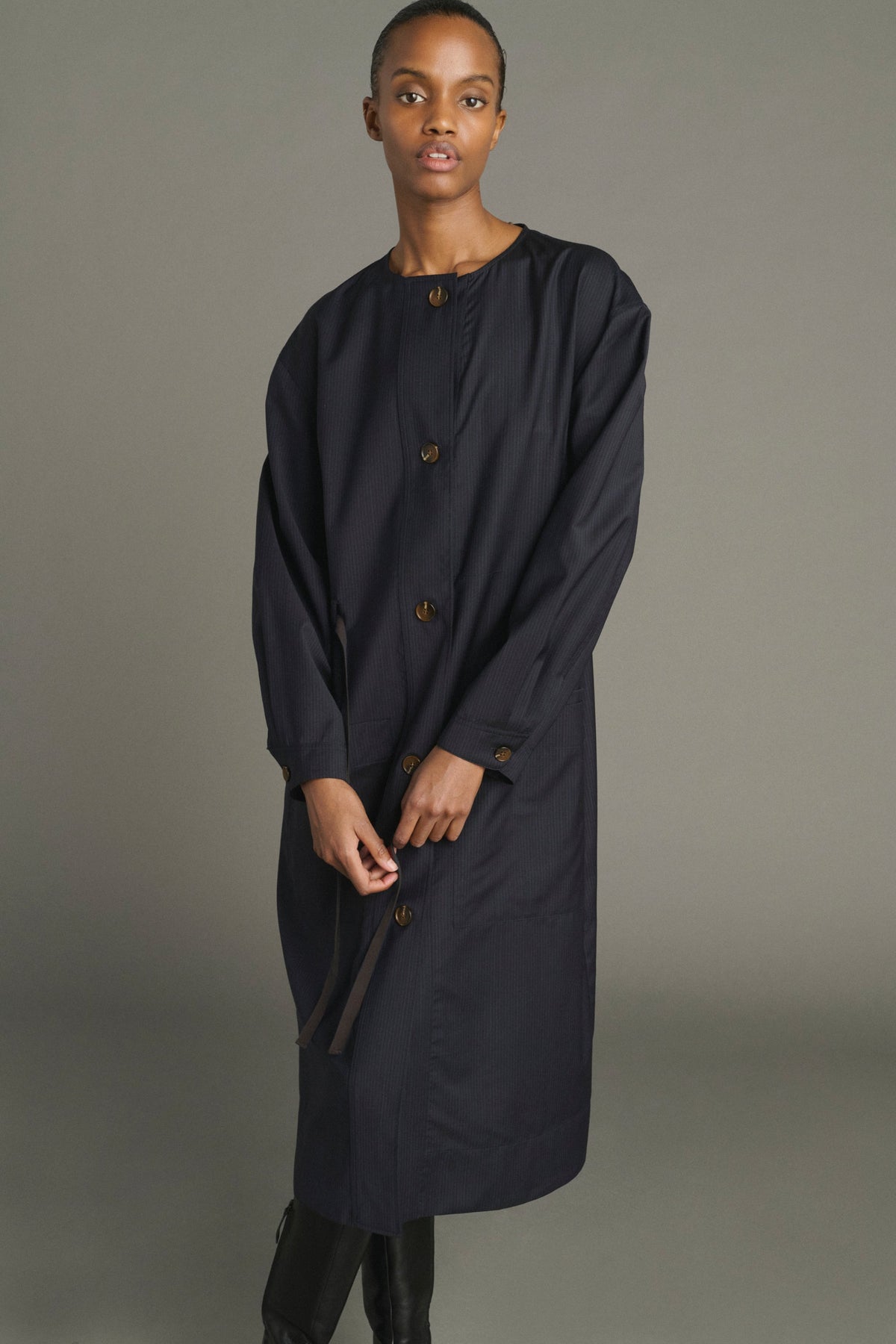 Robe chemise sans col