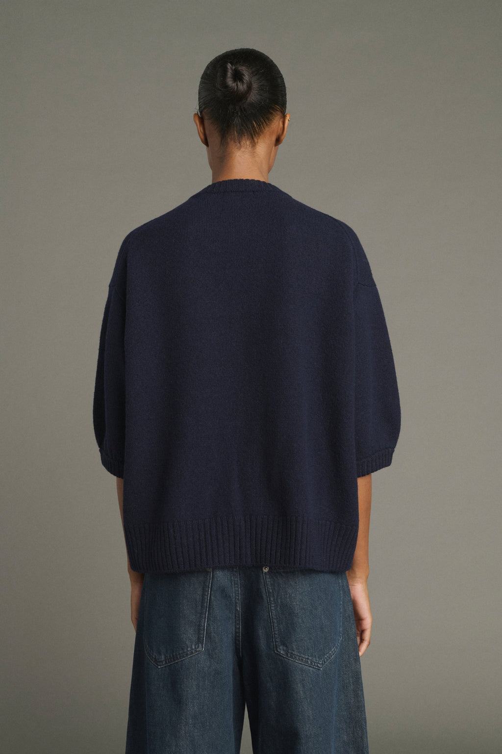 Pull à manches courtes en maille feutrée