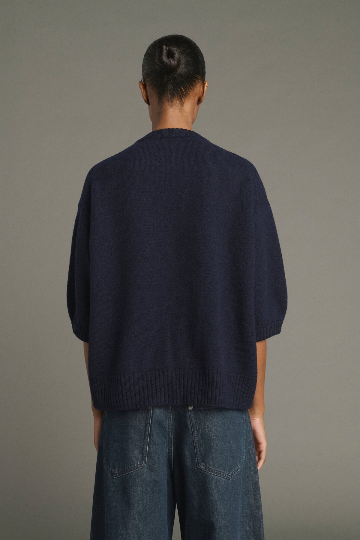 Pull à manches courtes en maille feutrée