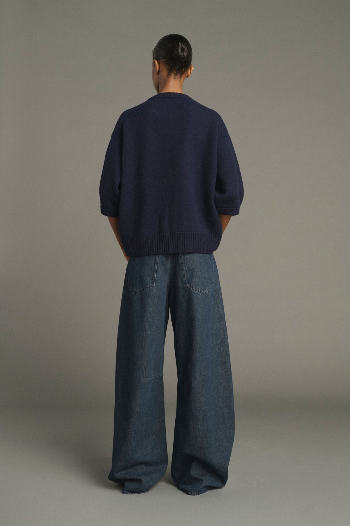 Pull à manches courtes en maille feutrée