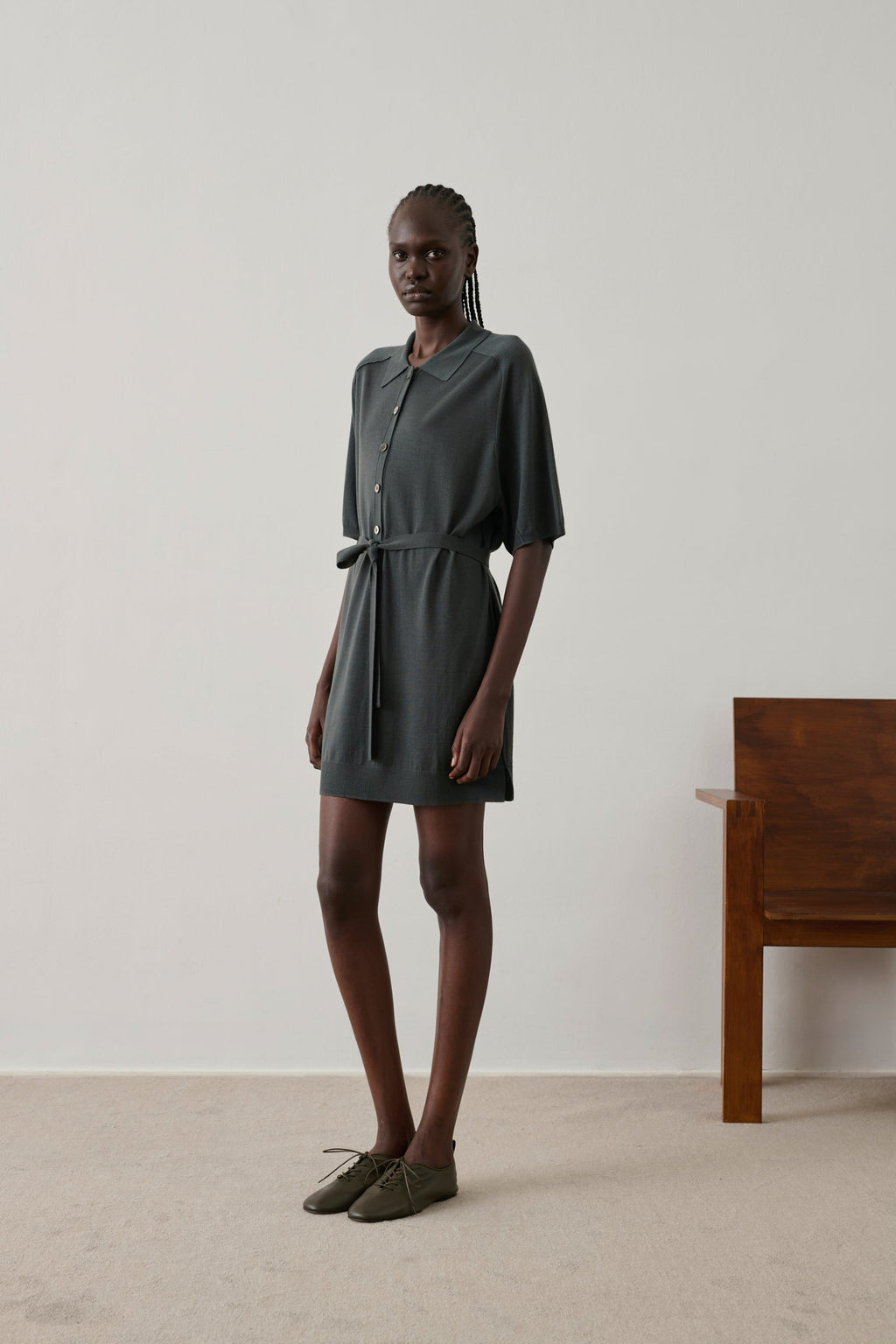 Robe col polo en laine mérinos