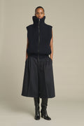 Cardigan oversize sans manches en côtes anglaises