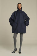 Manteau court oversize en drap de laine