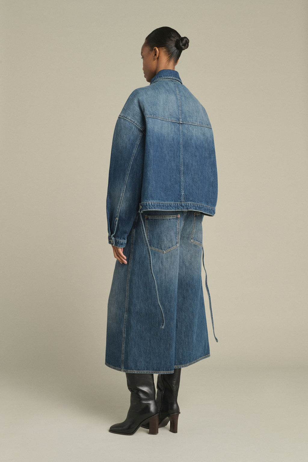Blouson en denim ceinturé