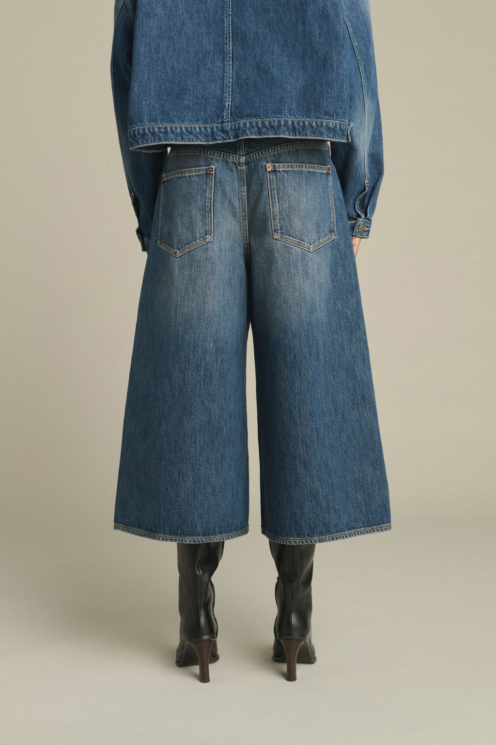 Jupe-culotte en denim délavé