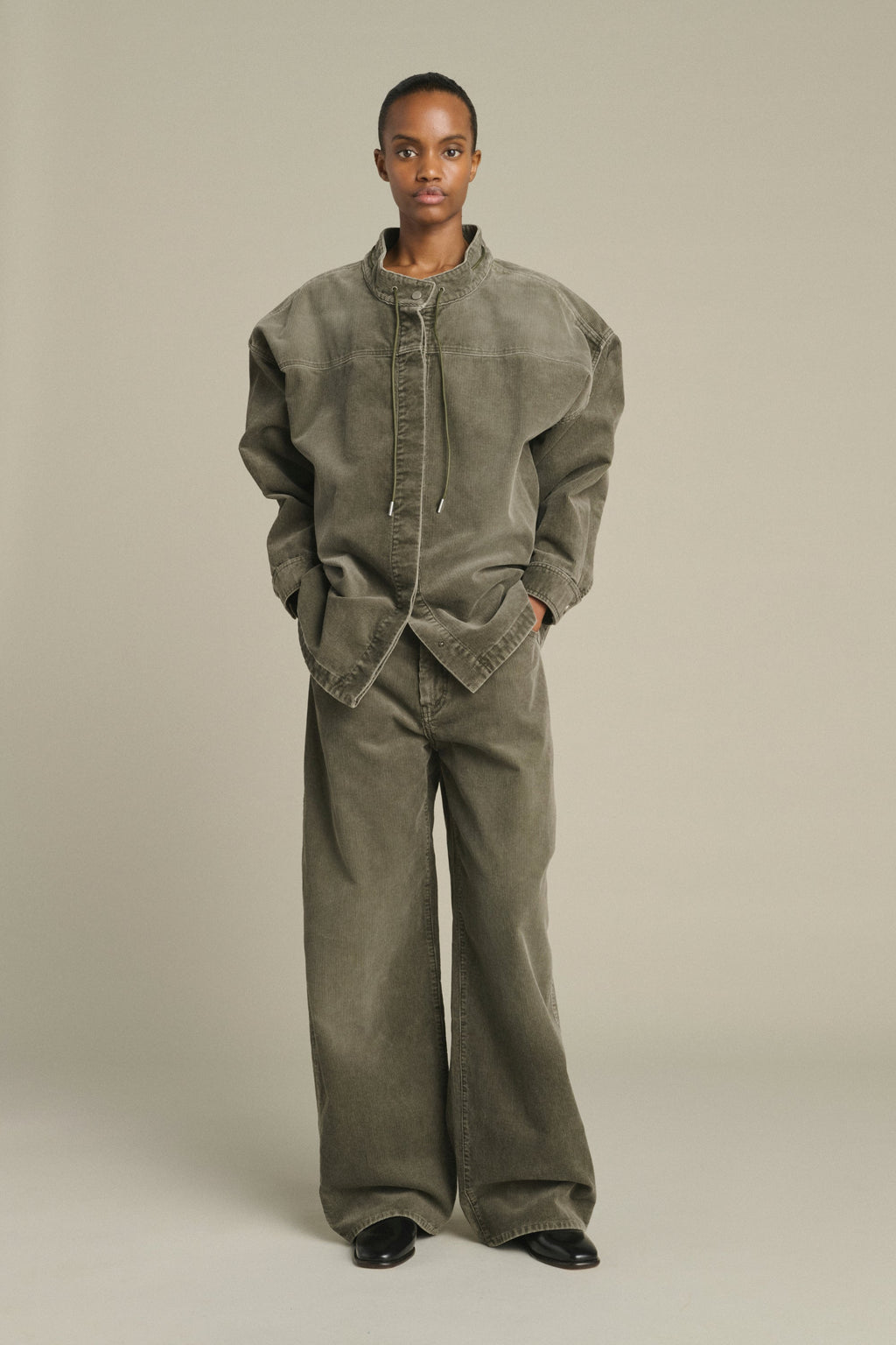 Pantalon velours 1000 raies à martingale