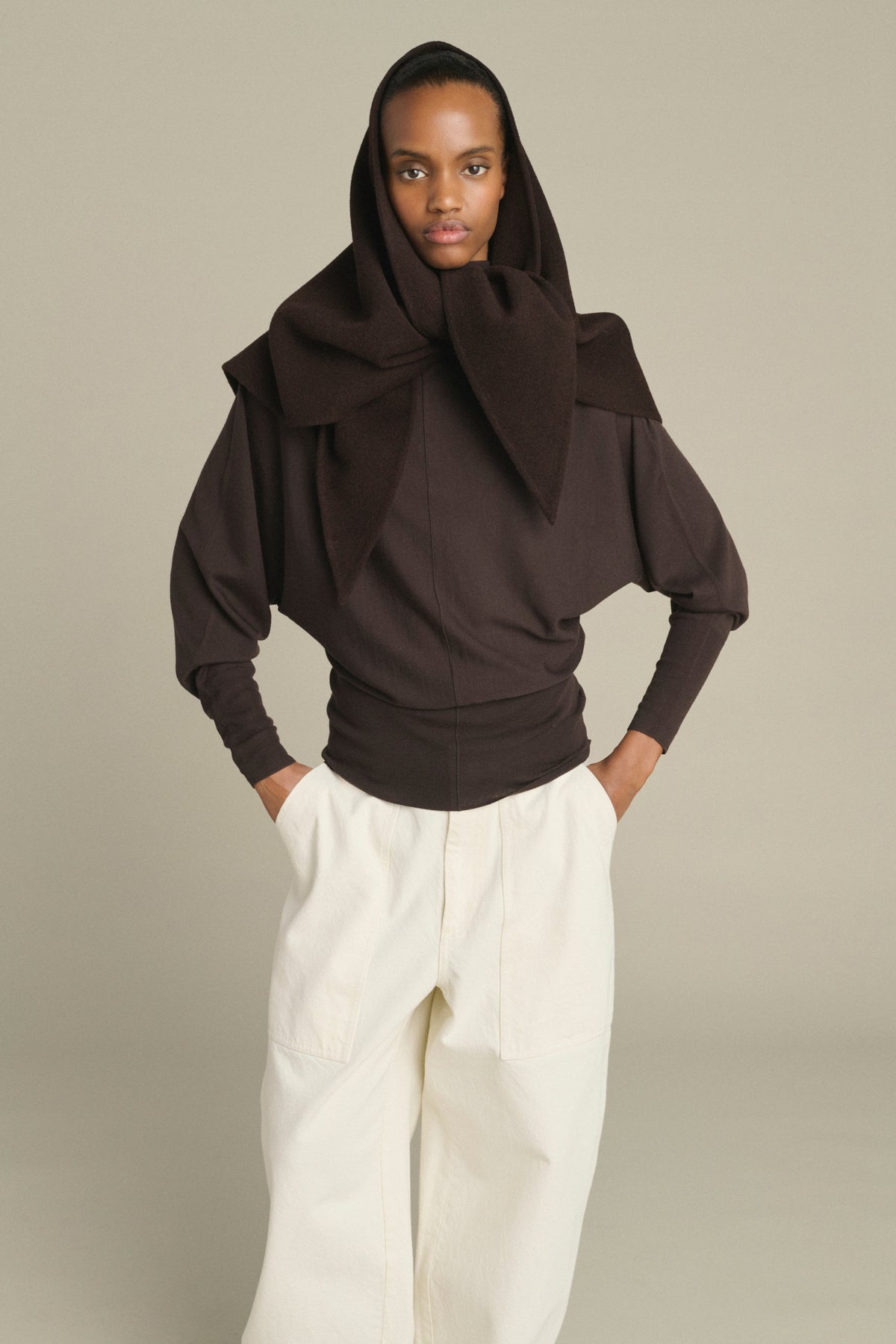 Foulard triangle en laine double face