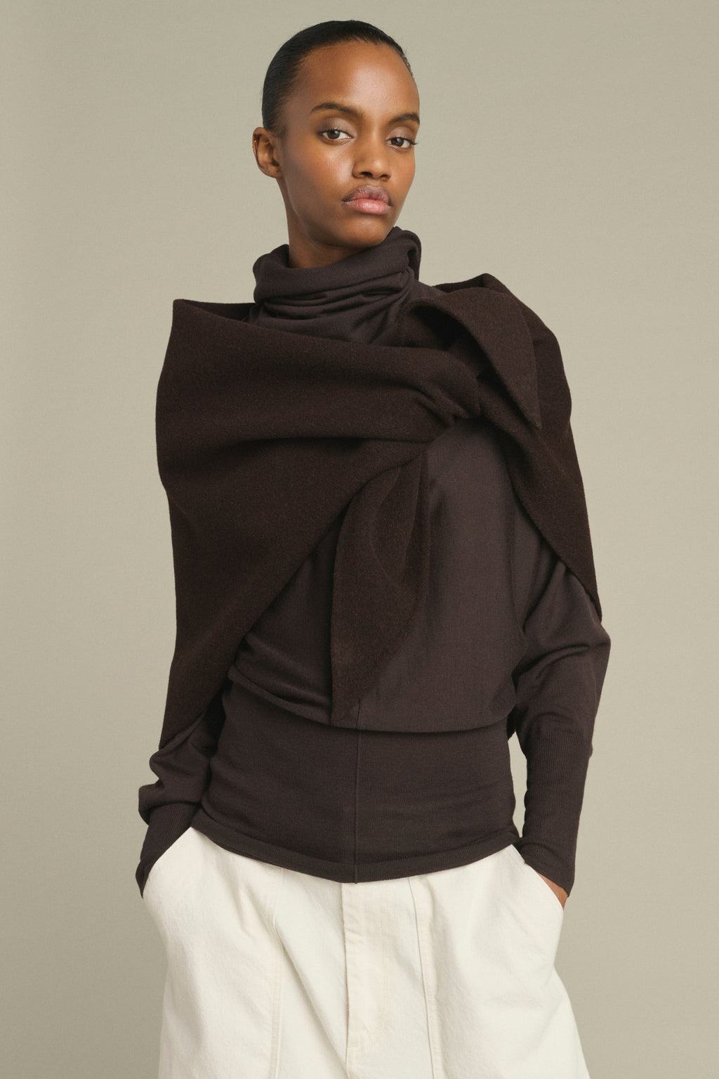Foulard triangle en laine double face