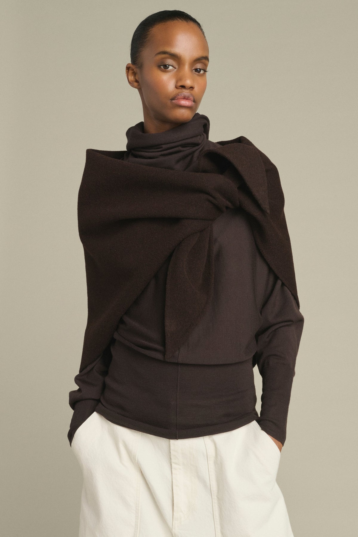 Foulard triangle en laine double face