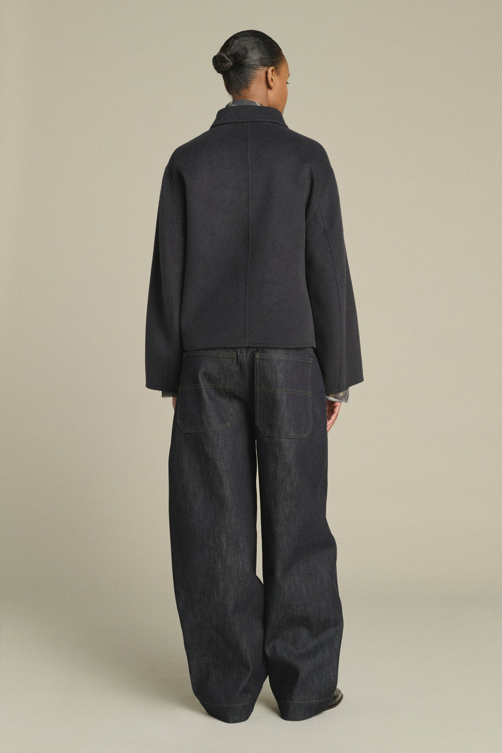Veste boxy en laine double face