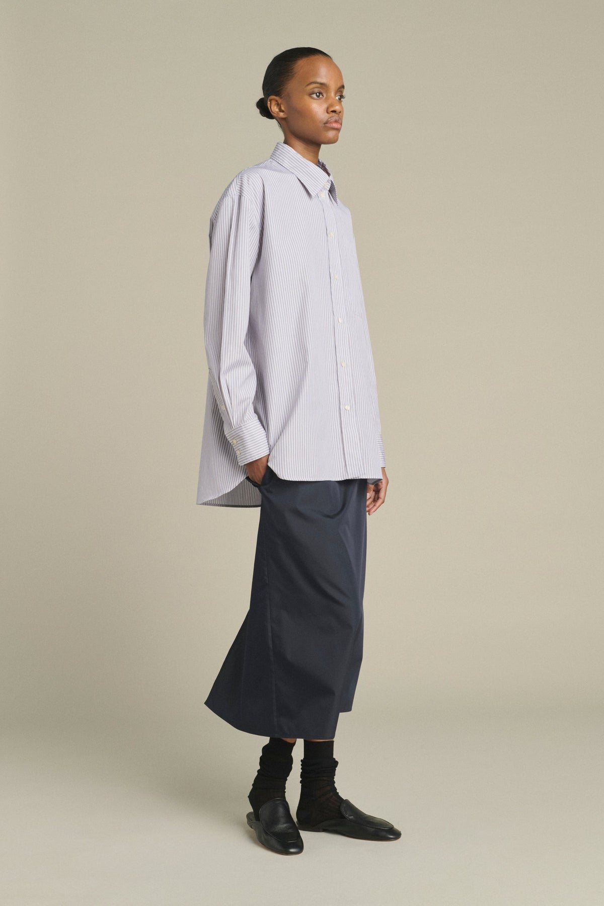 Chemise oversize à poche en coton enduit