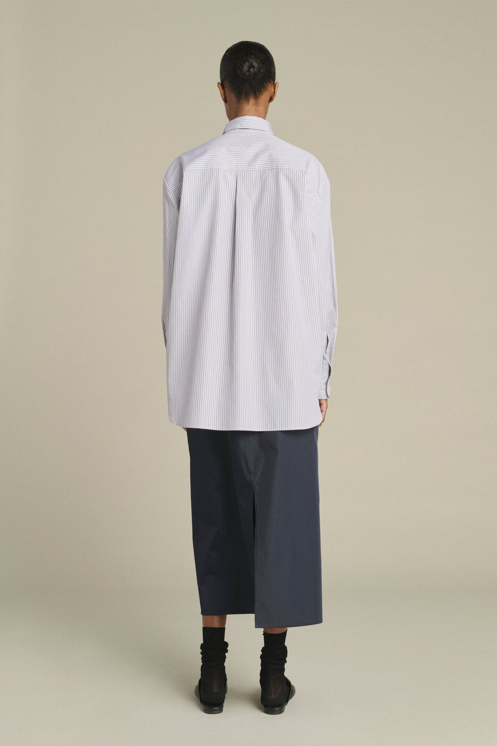 Chemise oversize à poche en coton enduit
