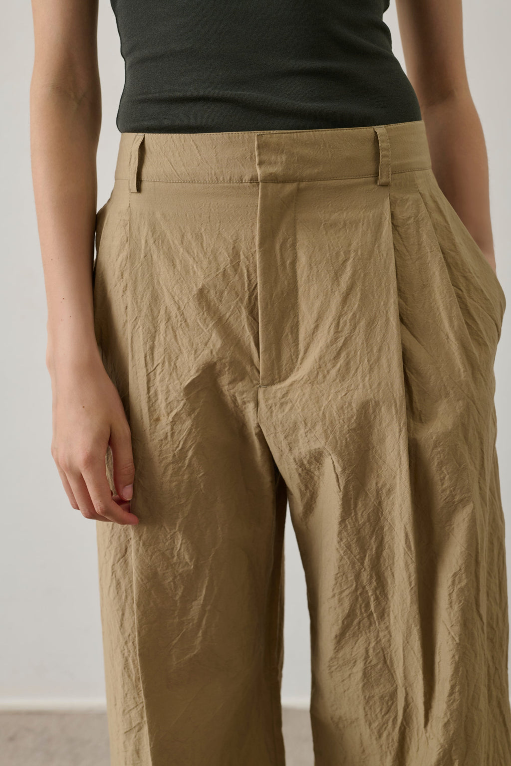 Pantalon à pinces en popeline