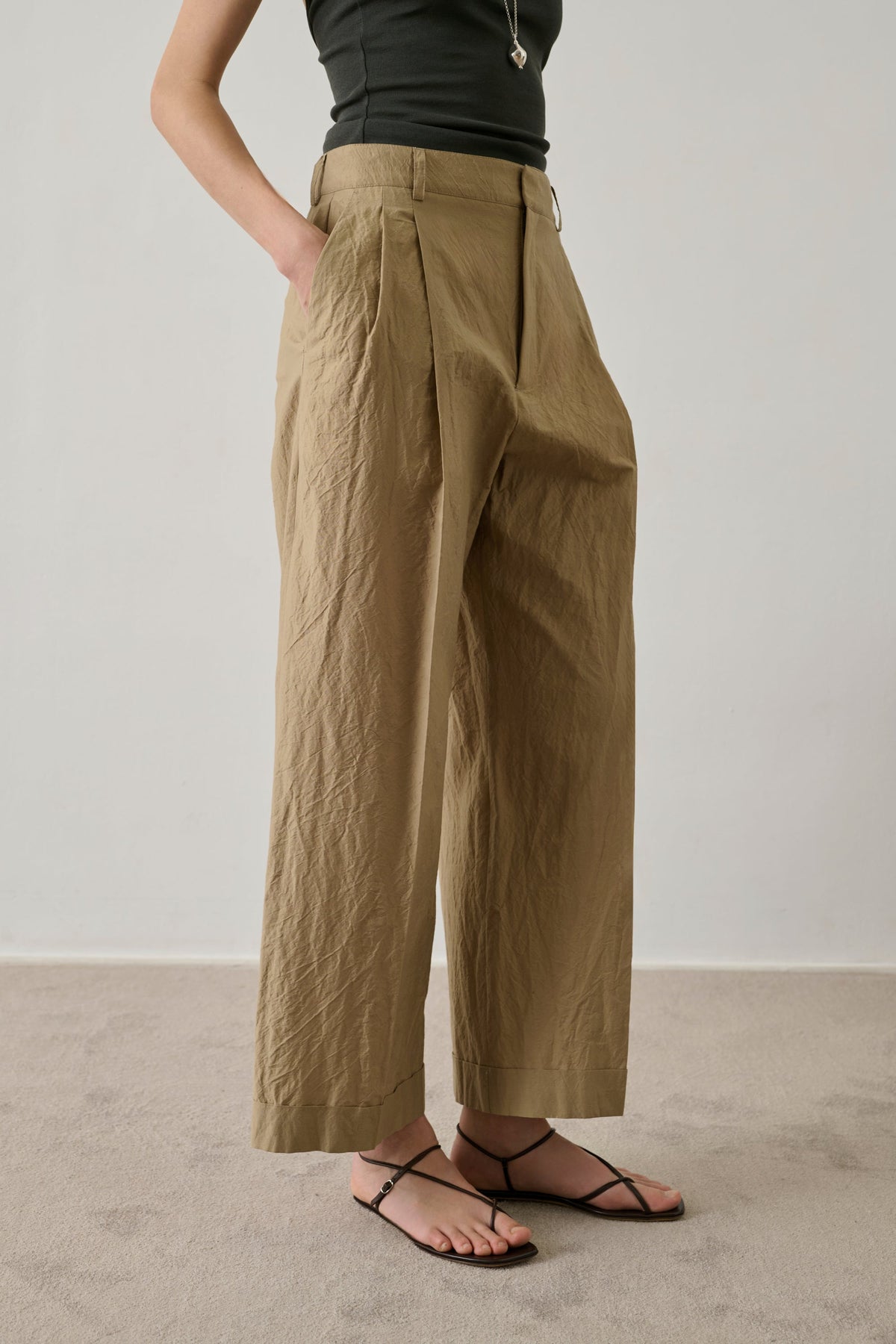 Pantalon à pinces en popeline