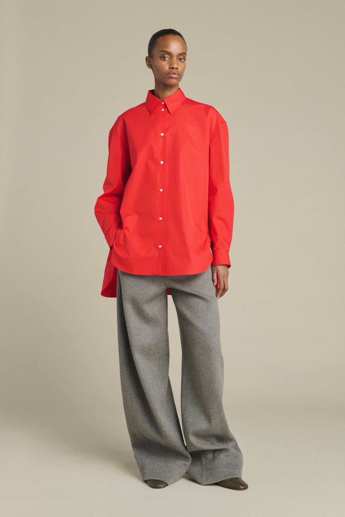 Chemise oversize en popeline glacée