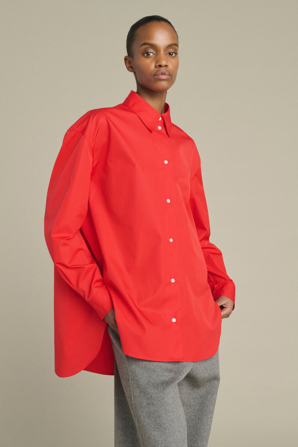 Chemise oversize en popeline glacée