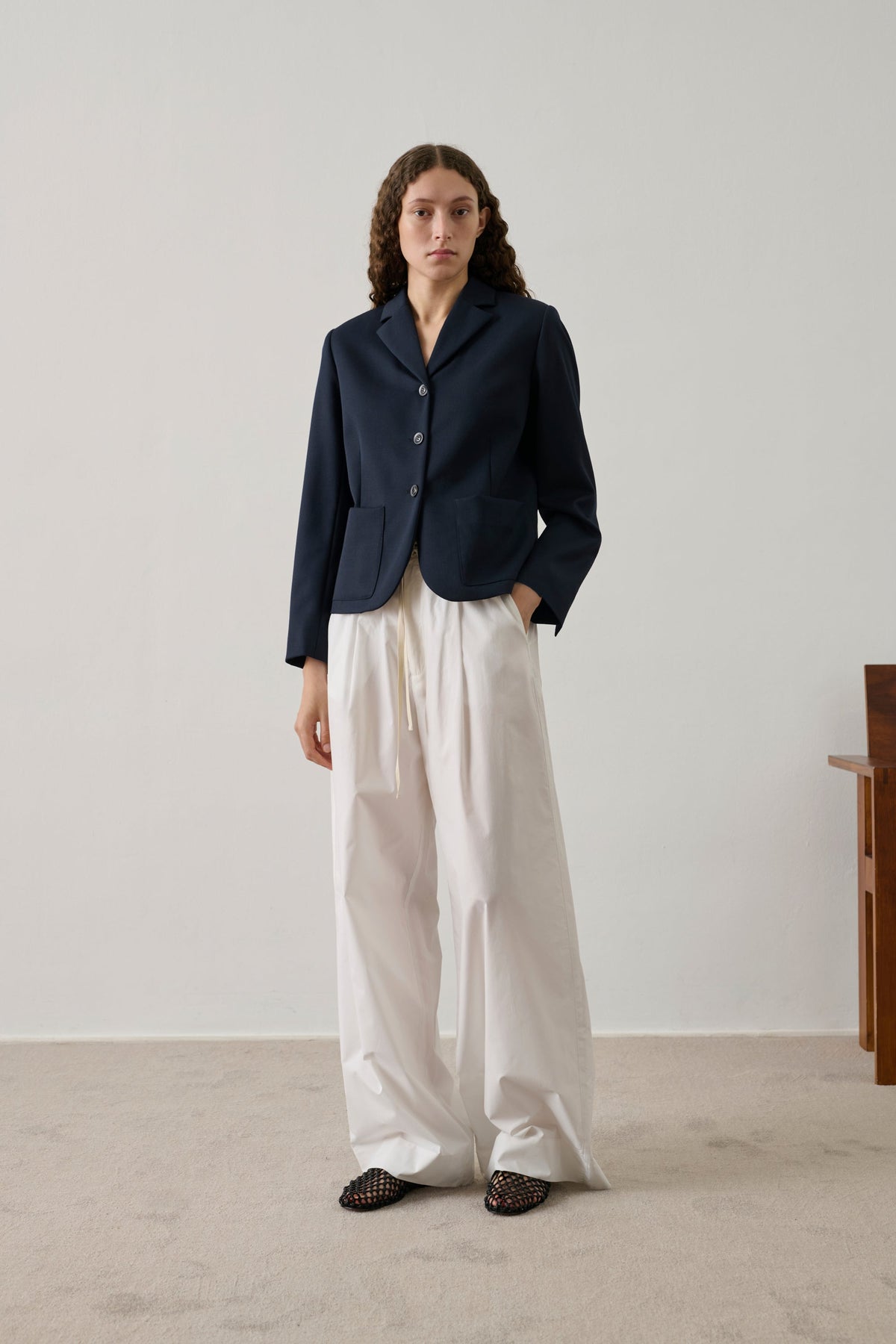 Veste cintrée courte en laine double face