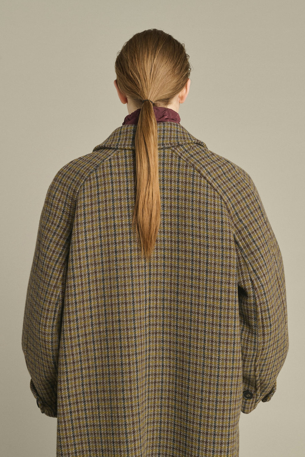 Manteau raglan en laine pied-de-poule
