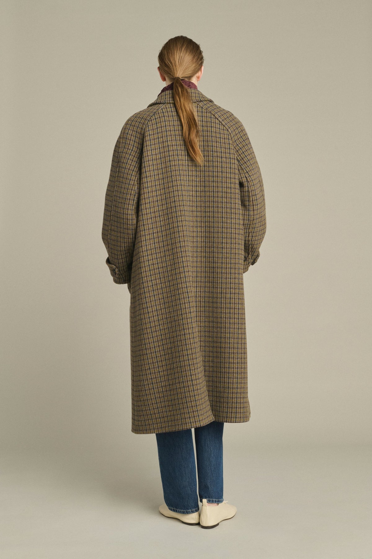 Manteau raglan en laine pied-de-poule