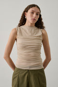 Tee-shirt sans manches en coton drapé