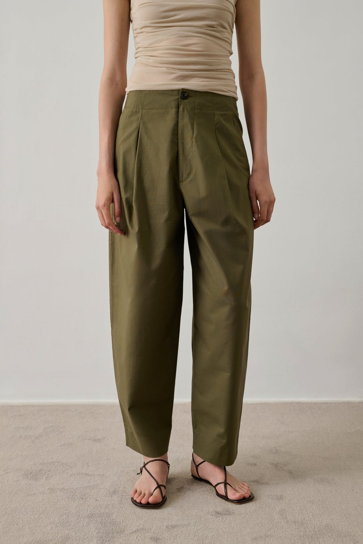 Pantalon rond en coton et lin