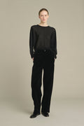 Pantalon droit en velours lisse
