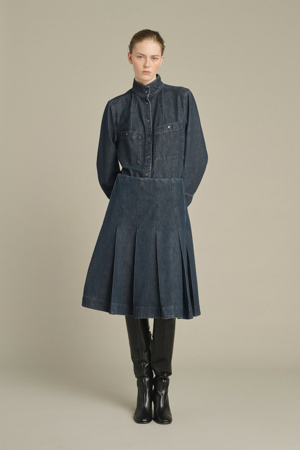 Jupe plissée en denim