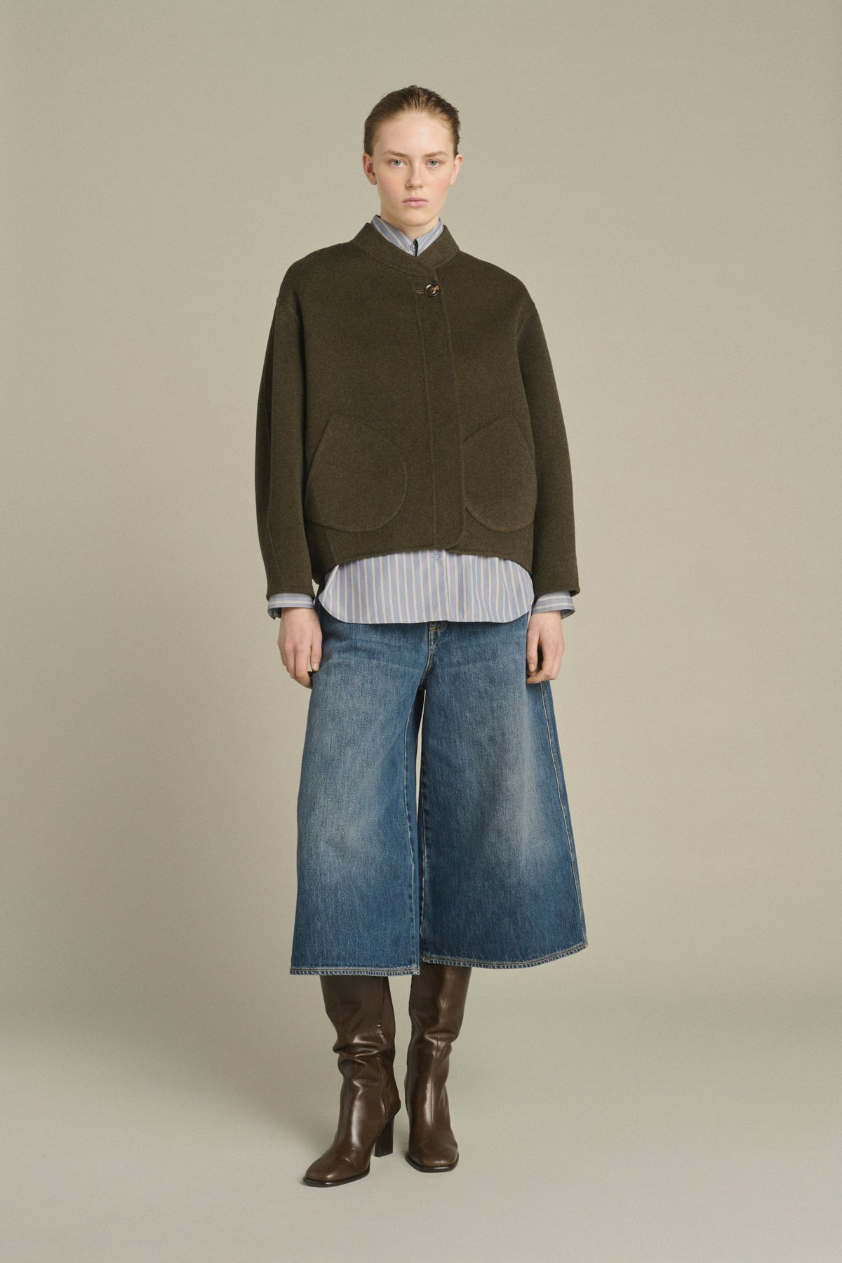 Veste boxy en cachemire double face