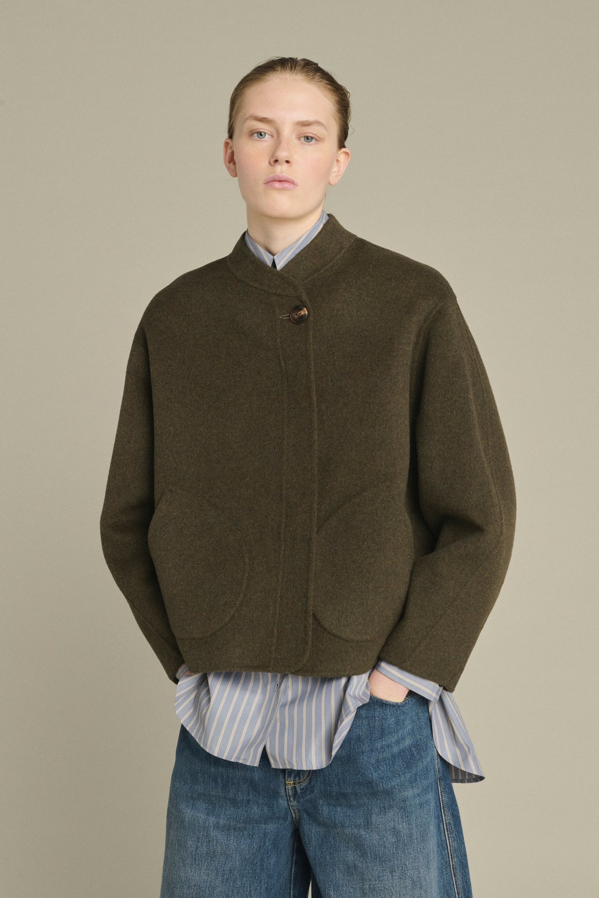 Veste boxy en cachemire double face
