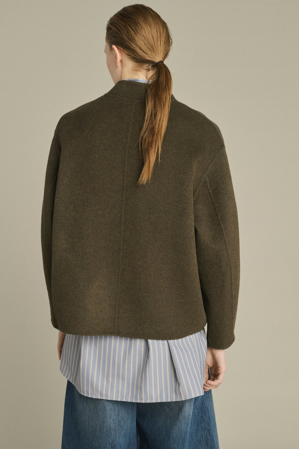 Manteau boxy en laine double face