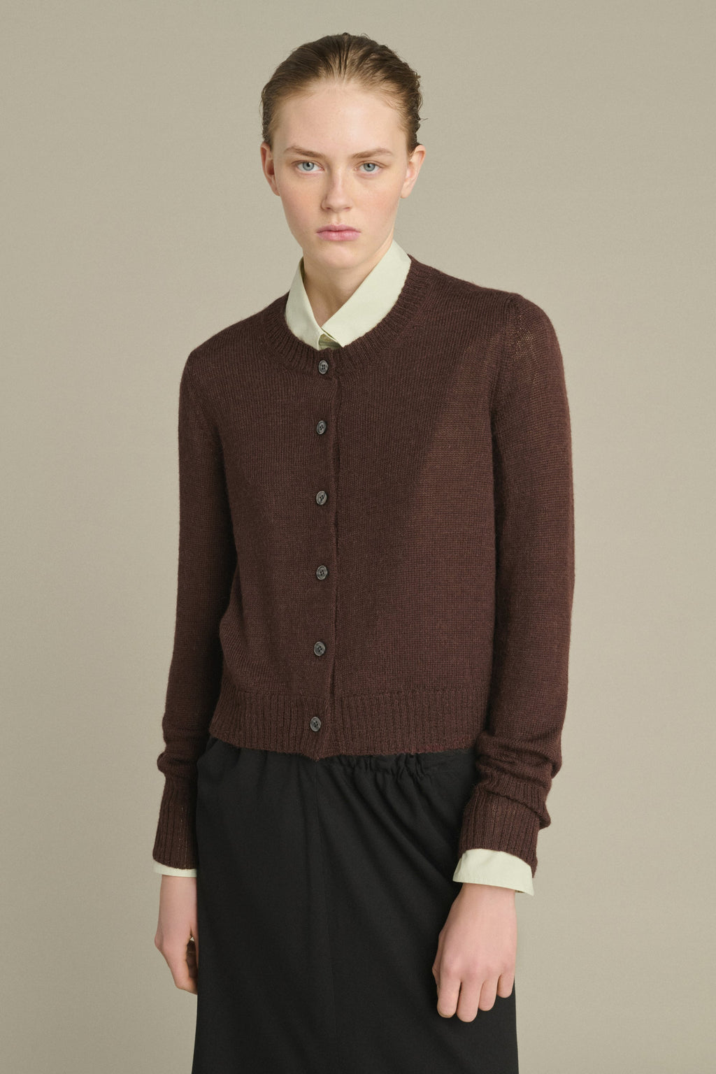 Cardigan court en laine et alpaga