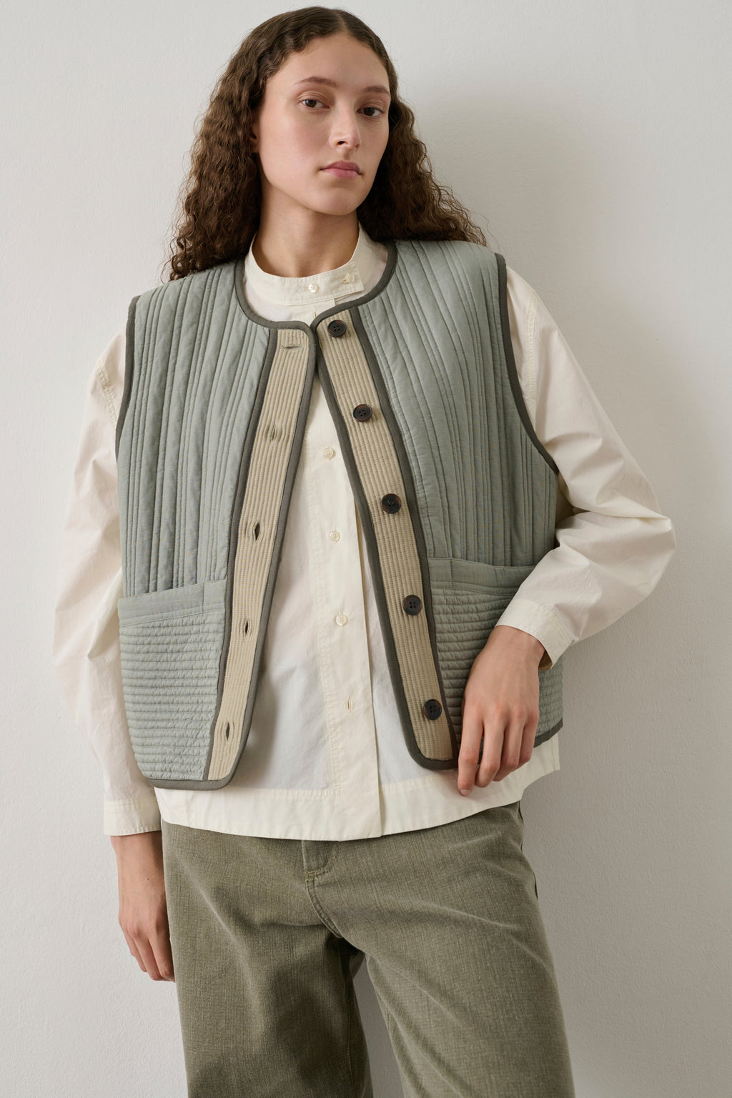Blouson sans manches en coton matelassée