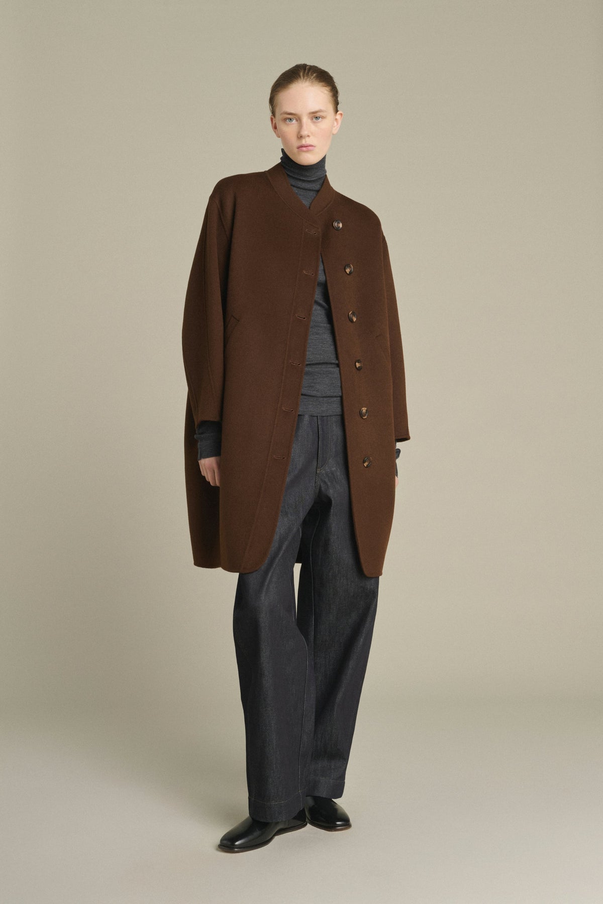 Manteau rond en laine double face