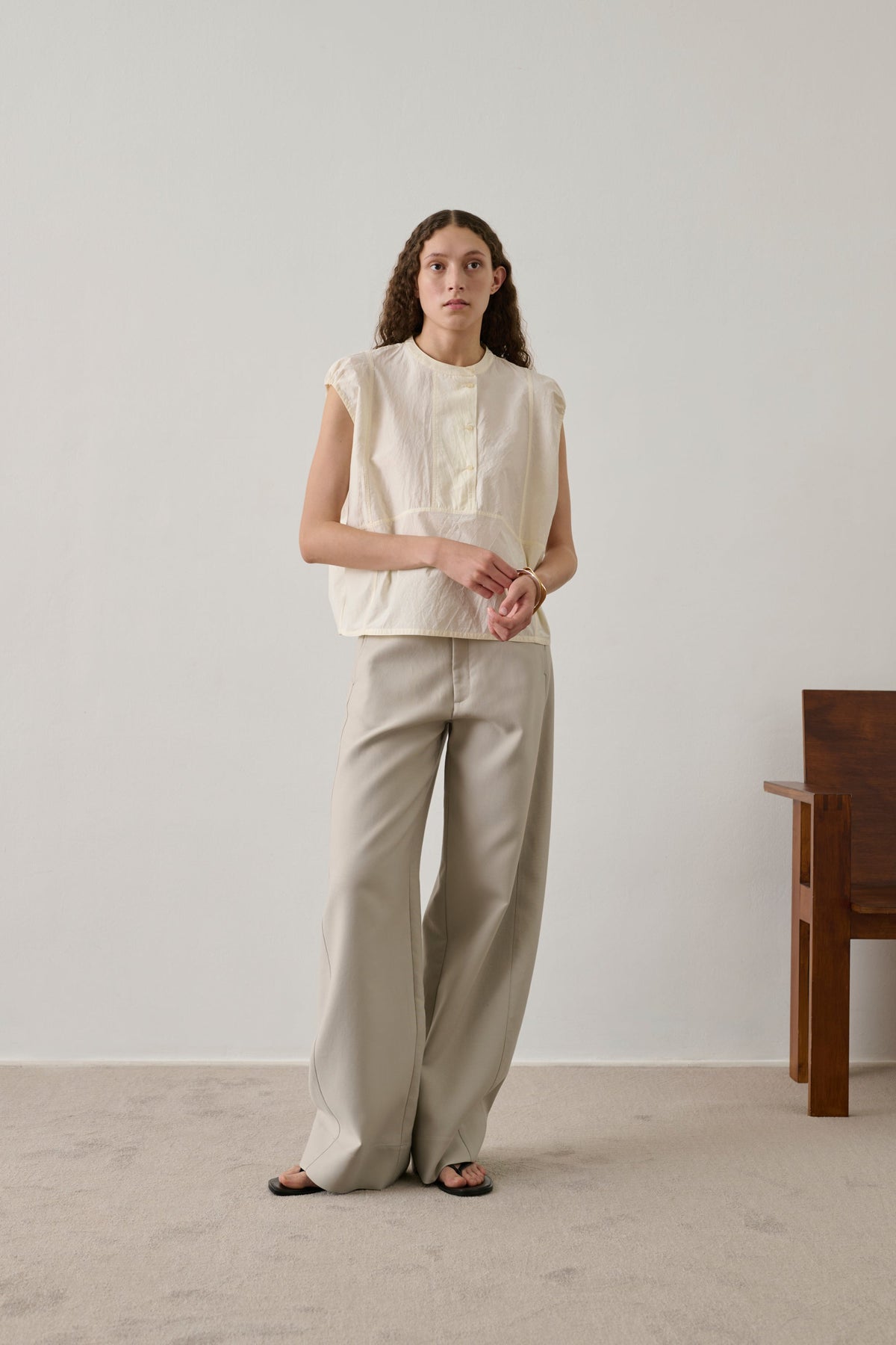 Blouse en popeline froissée