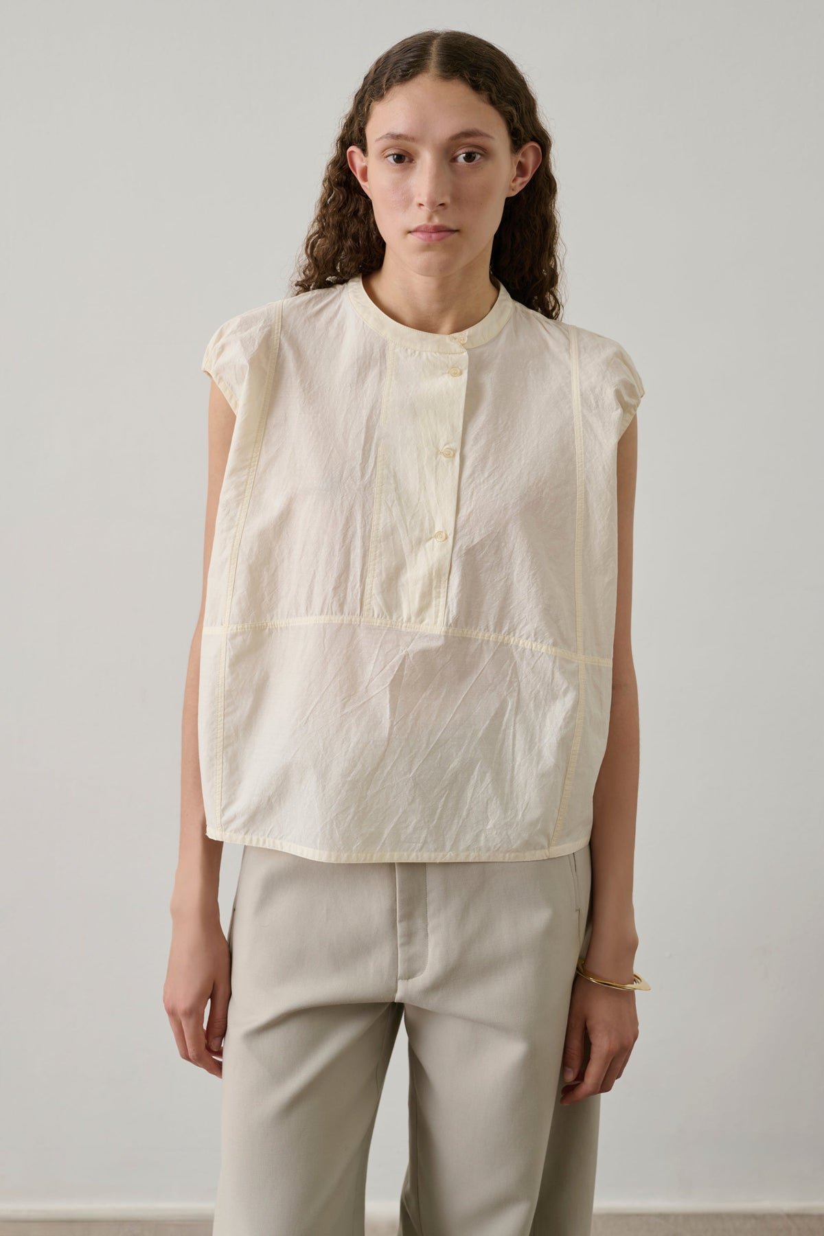 Blouse en popeline froissée