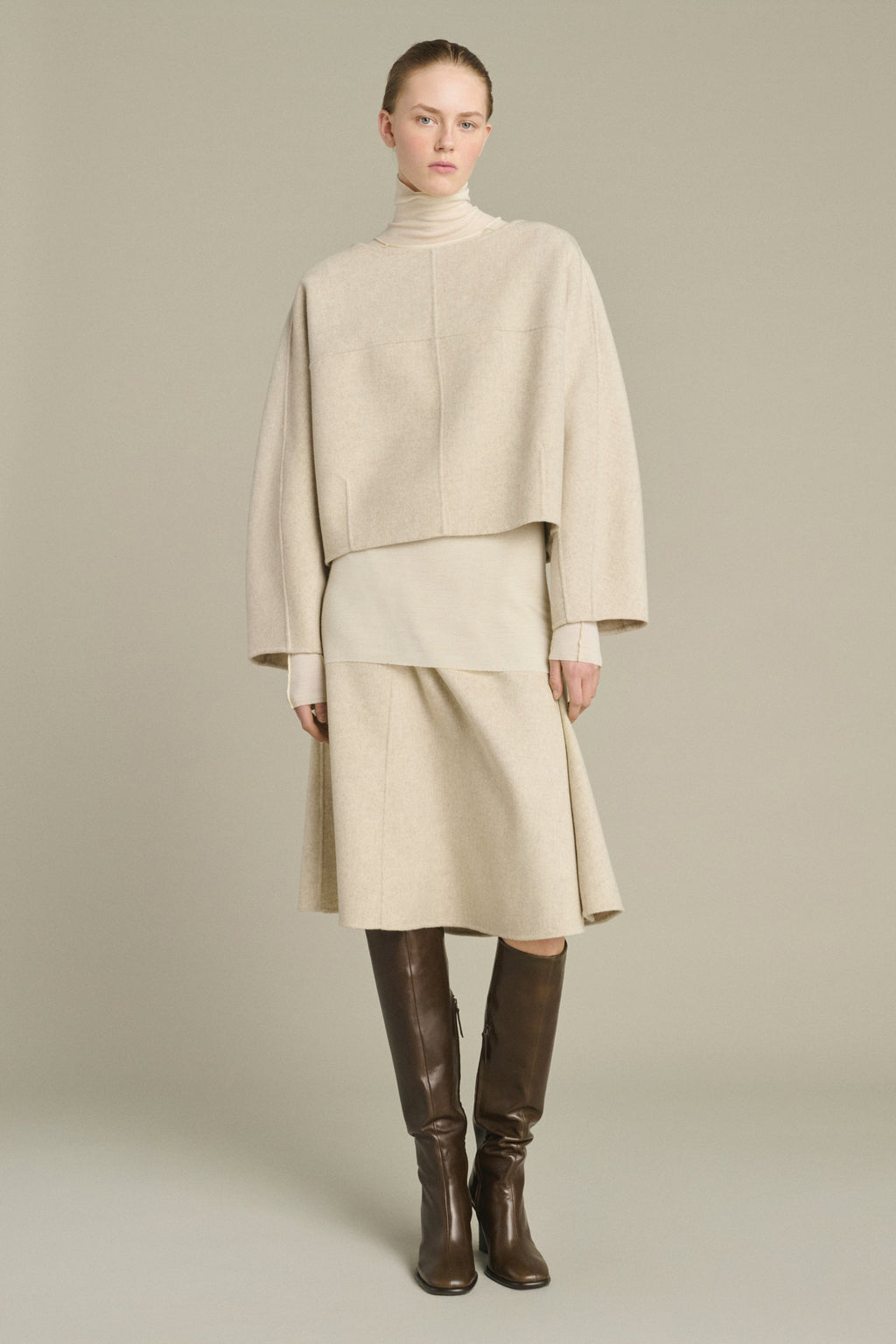 Haut boxy en laine double face