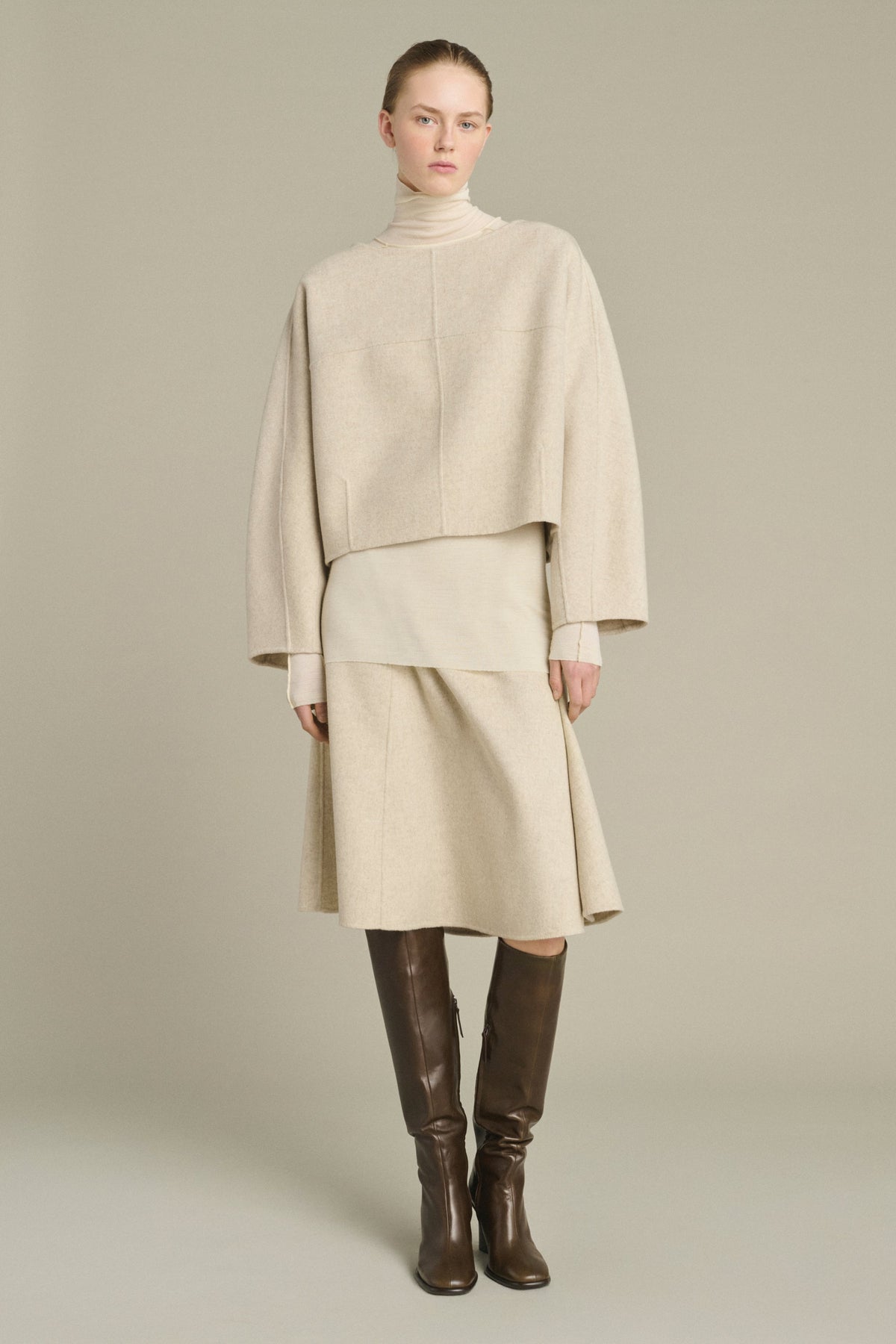 Haut boxy en laine double face