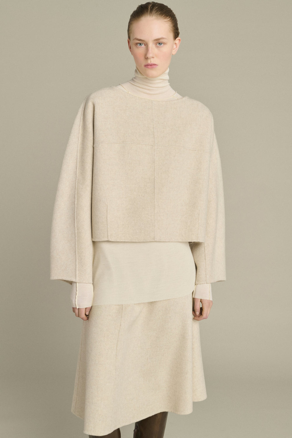 Haut boxy en laine double face