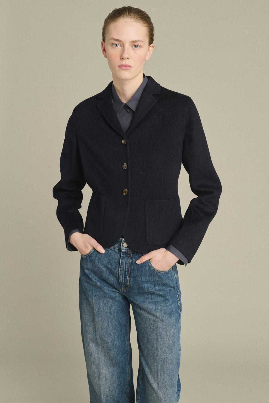 Veste cintrée en twill de lin