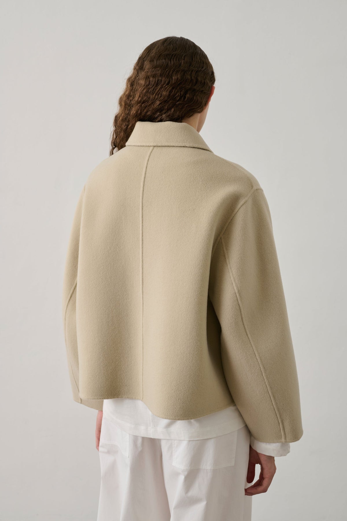 Veste boxy en laine double face