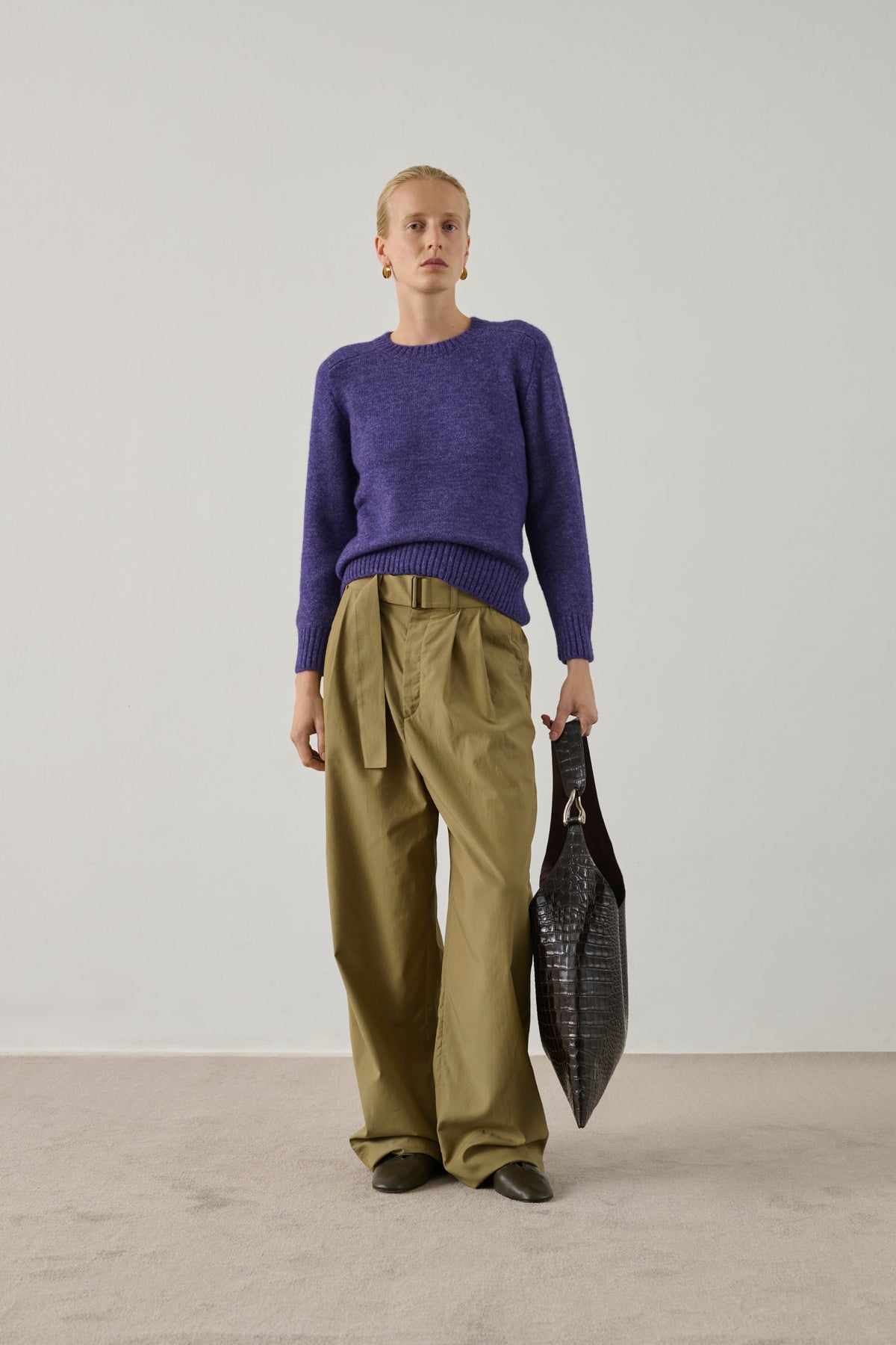 Pantalon large en popeline