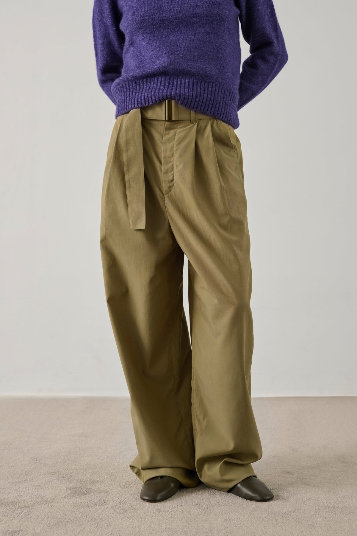 Pantalon large en popeline