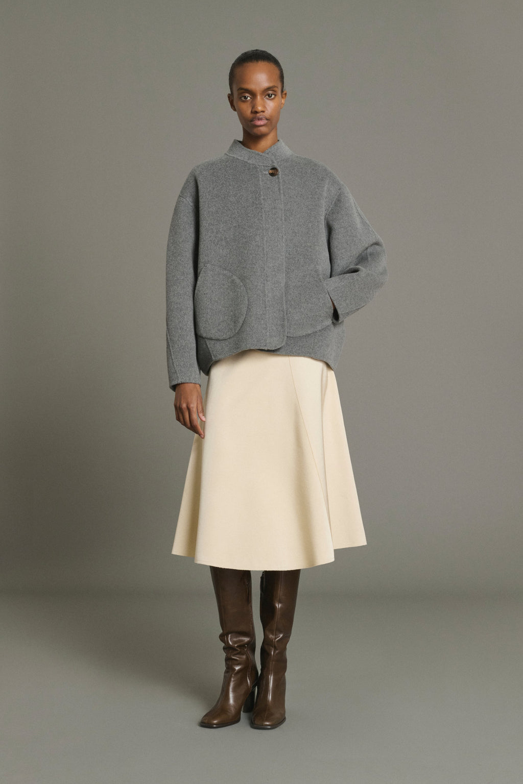 Veste boxy en cachemire double face