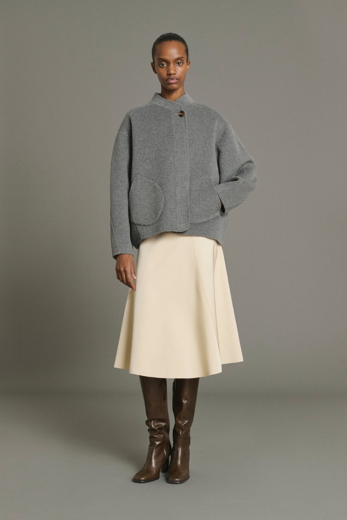 Veste boxy en cachemire double face