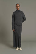 Robe longue drapée en jersey crêpe